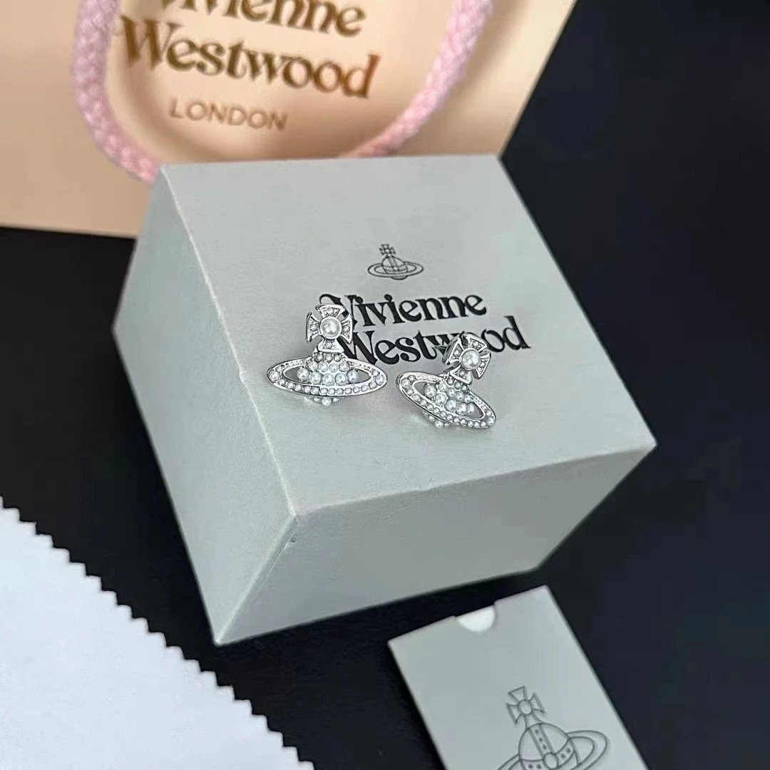 Vivienne Westwood Orb Silver Crystal Stud Earrings
