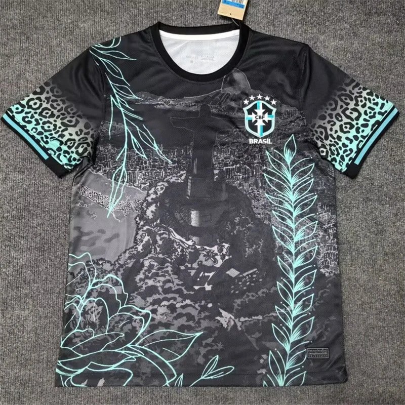 CBF Football Jerseys Brazil graphic jersey — 2425 Brazil Special Edition Black Fluorescent