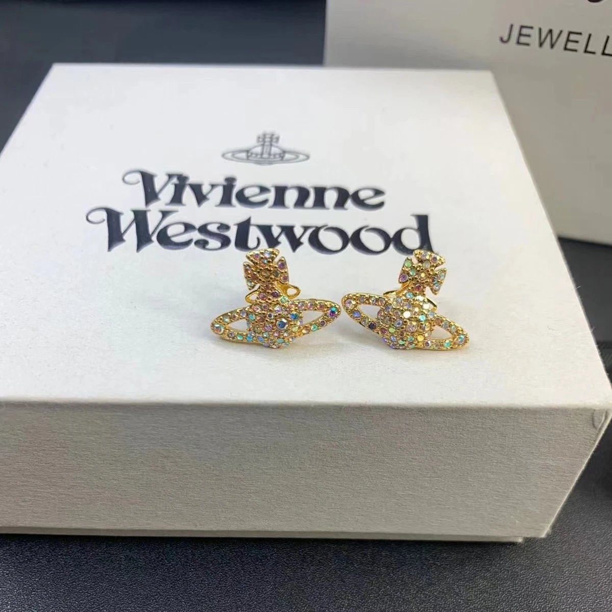 Vivienne Westwood Orb Silver Crystal Stud Earrings