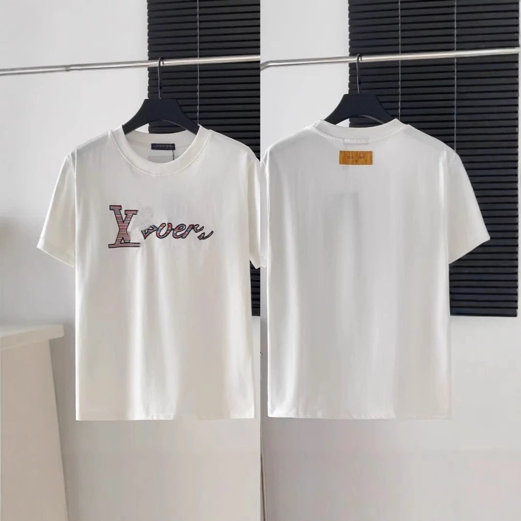 Louis Vuitton Graphic Print White Black Casual T-Shirt