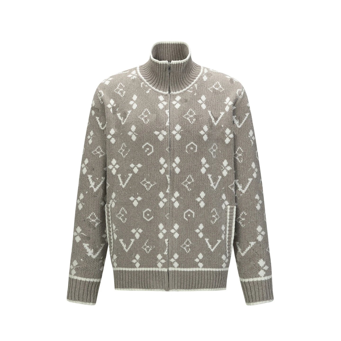 Louis Vuitton Monogram Blue White Knit Turtleneck Sweater