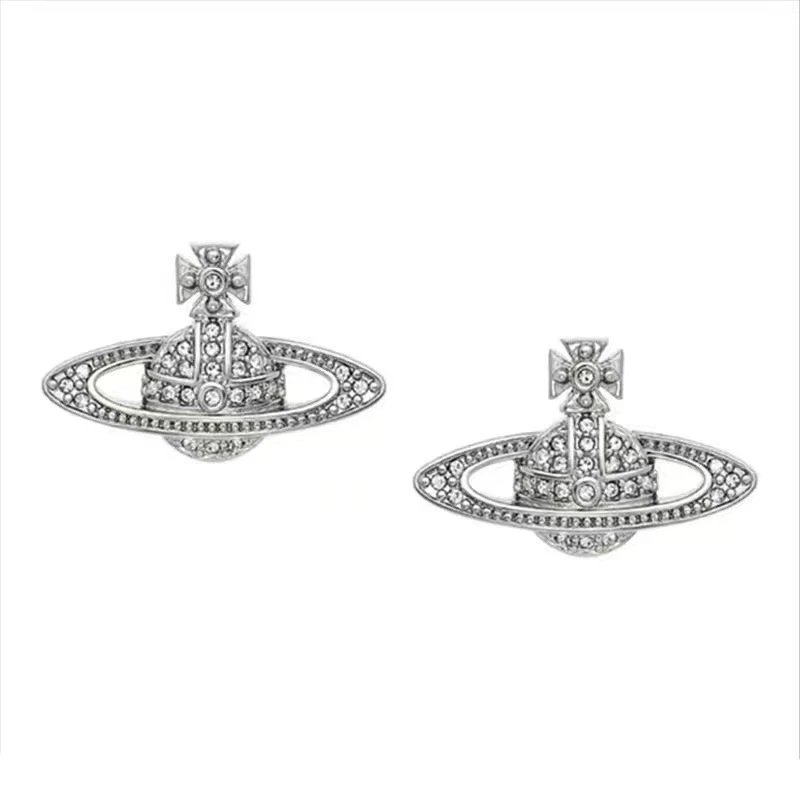 Vivienne Westwood Orb Silver Crystal Punk Earrings