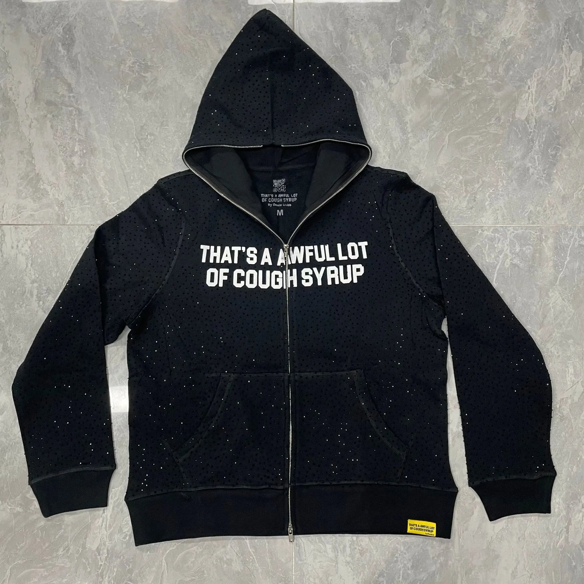 That's A Awful Lot Of Cough Syrup Black Perforated Graphic Hoodie