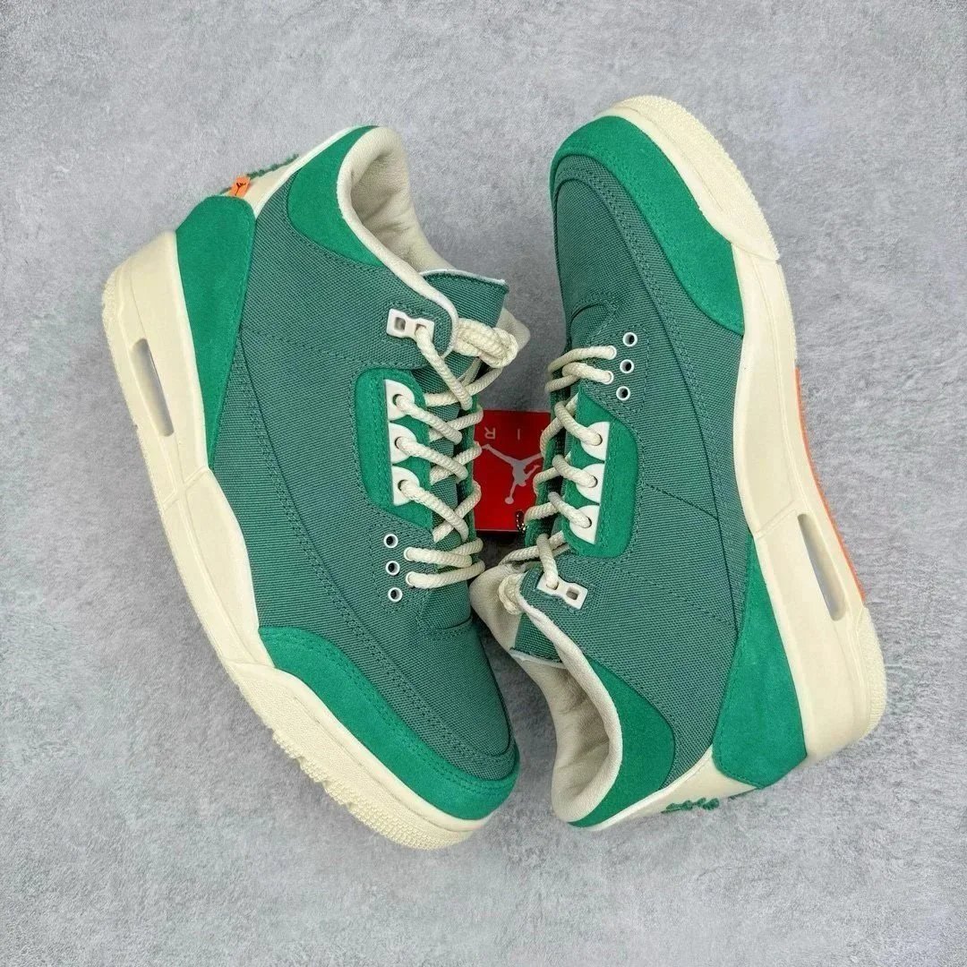 Nike Air Jordan 3 Green Canvas Casual Sneakers