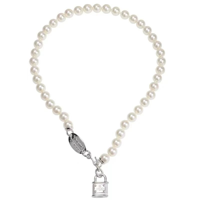 Vivienne Westwood Pearl White Lock Charm Necklace