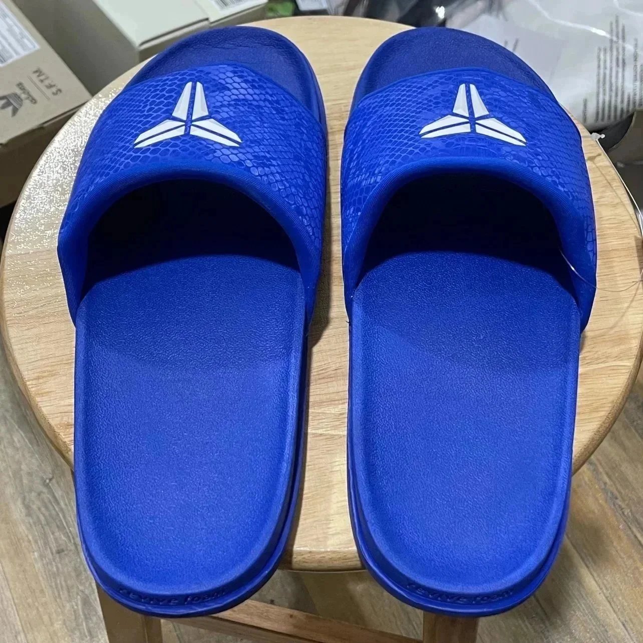 Kobe Bryant Logo Blue Snake Texture Slide Sandals