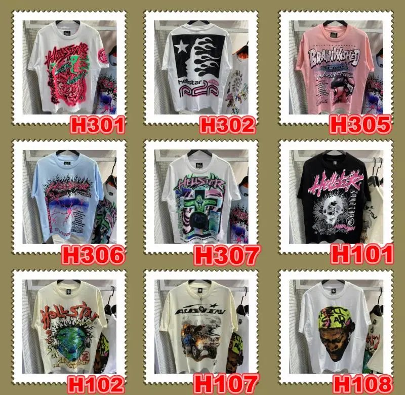 Hellstar Graphic Print White Black Pink Casual T-Shirt