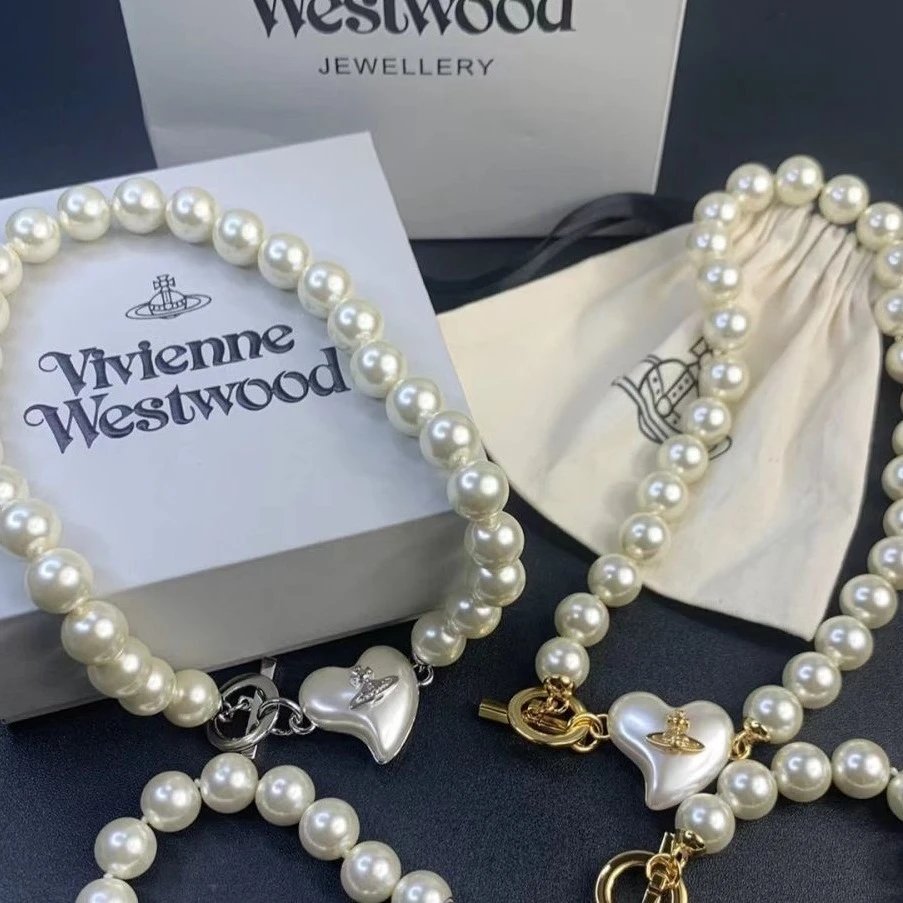 Vivienne Westwood Pearl White Heart Charm Bracelet