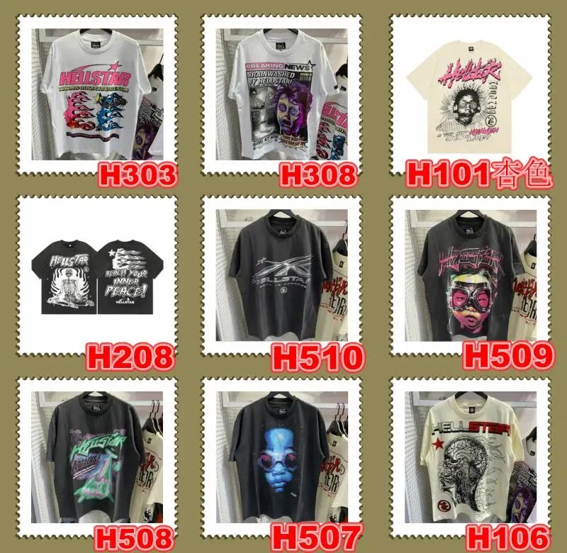 Hellstar Graphic Print White Black Pink Casual T-Shirt