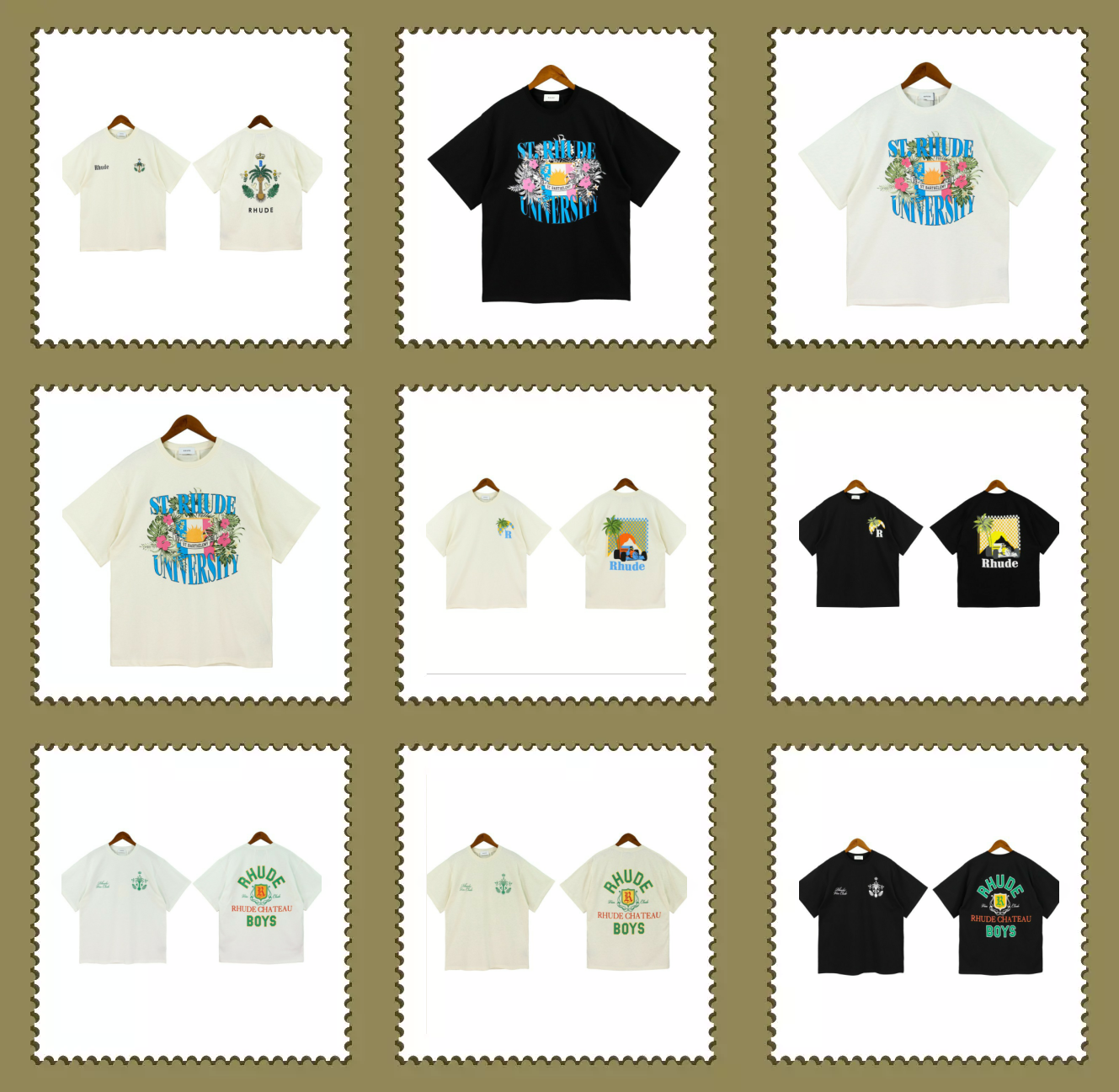 Rhude Graphic Print White Black Casual T-Shirt