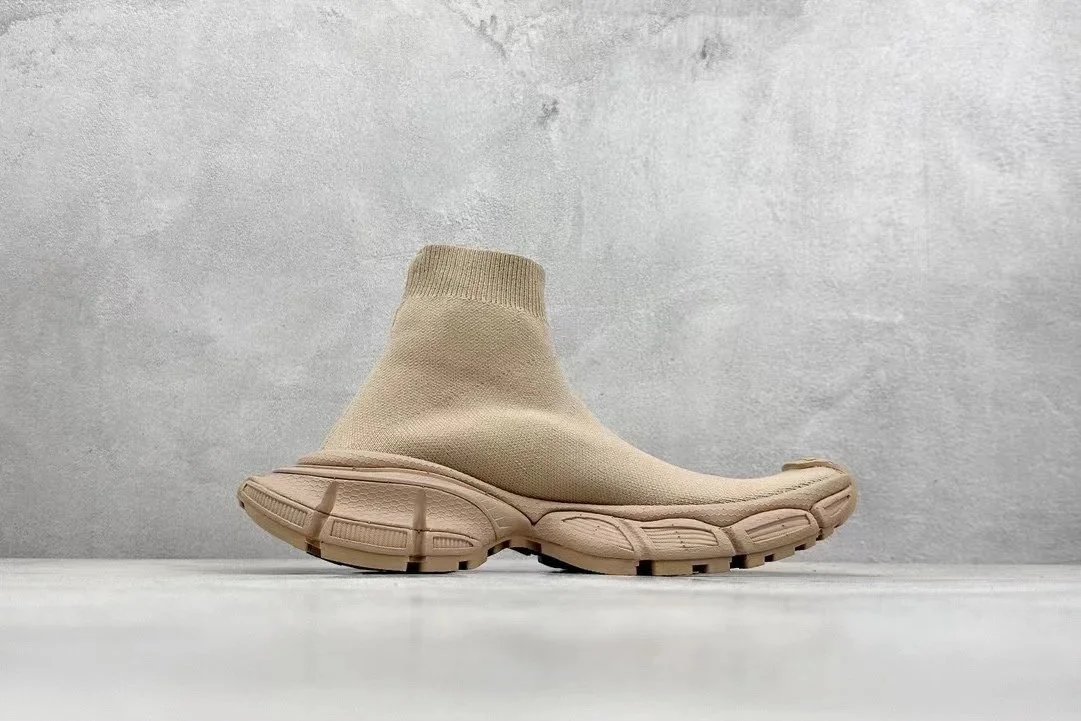 Balenciaga Speed Trainer Beige Knit Slip-On Sneakers