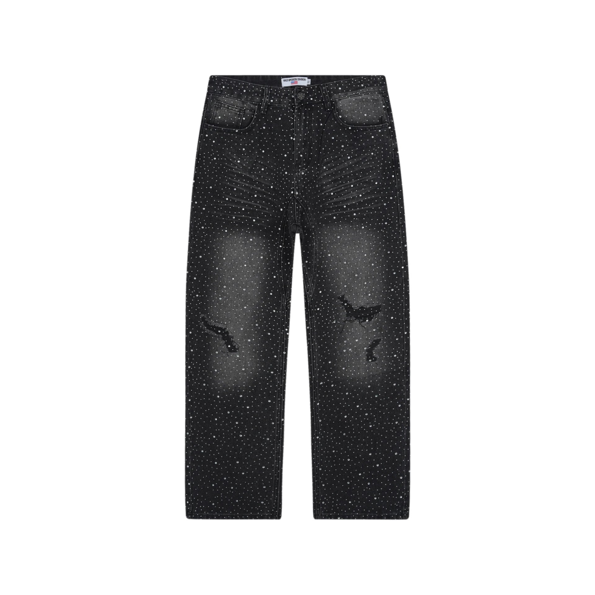 Valley Starry Print Blue Black Distressed Denim Jeans