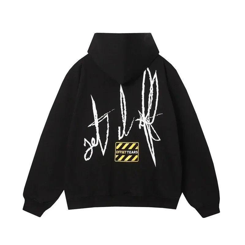 Cotton Hoodie Black White Olive Floral Embroidered Graphic Sweatshirt