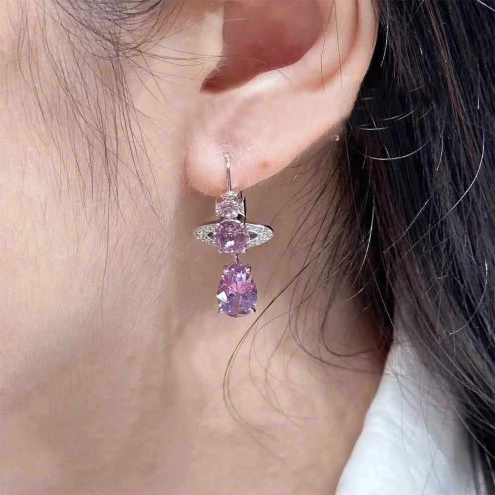Vivienne Westwood Orb Gold Clear Crystal Drop Earrings