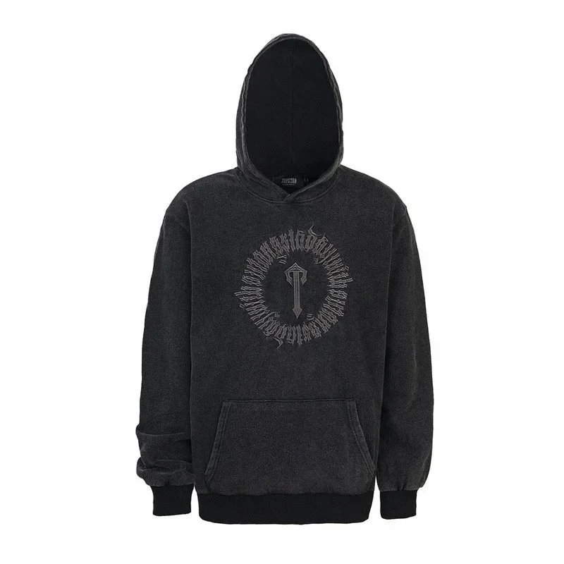 Graphic Hooded Sweatshirt Charcoal Blue Purple Olive Casual Pullover