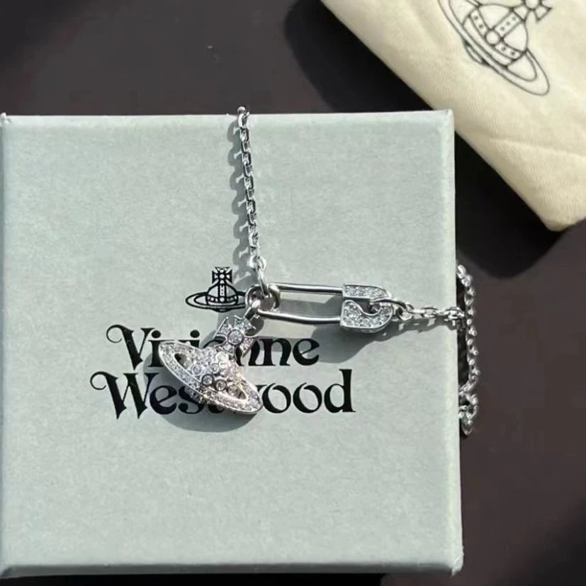 Vivienne Westwood Silver Orb Safety Pin Necklace