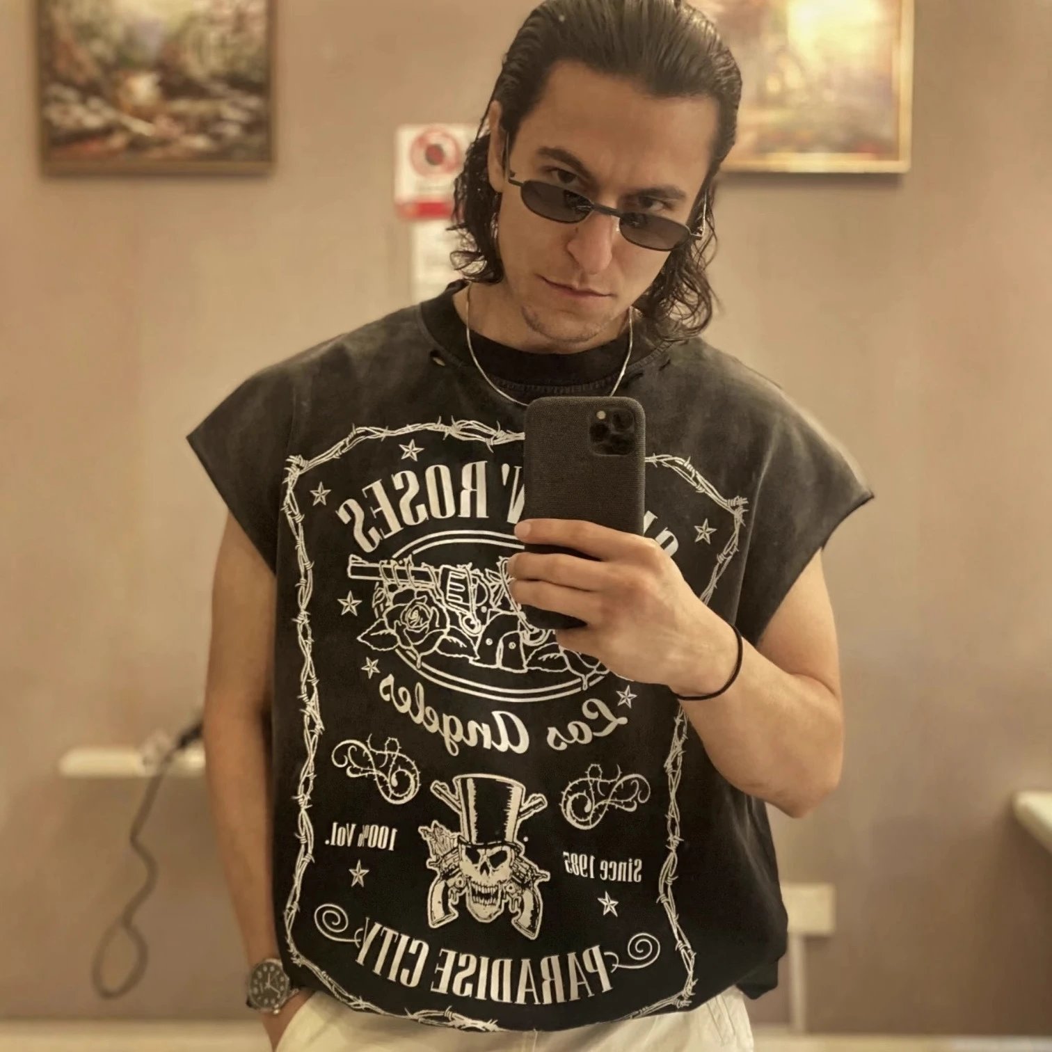 Guns N' Roses Purple Graphic Print Casual T-Shirt