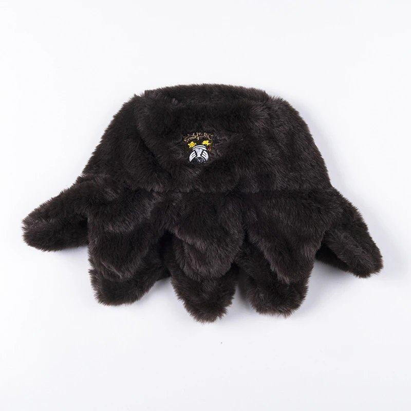 Faux Fur Octopus Hat Black Novelty Accessory