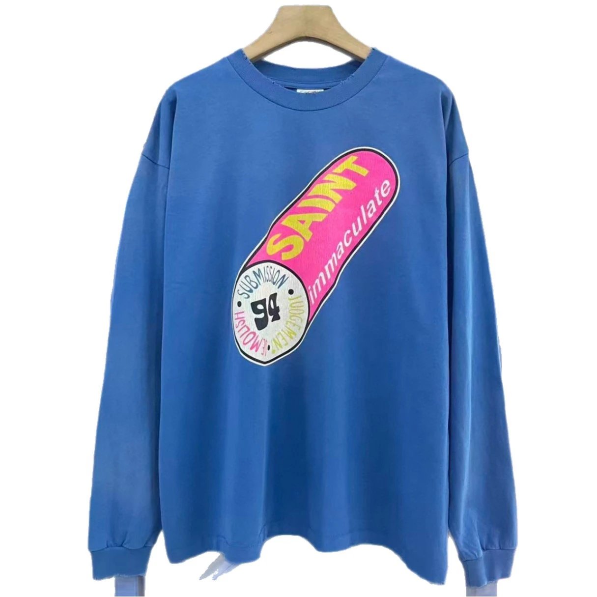 Saint Immaculate Blue Graphic Long Sleeve Tee