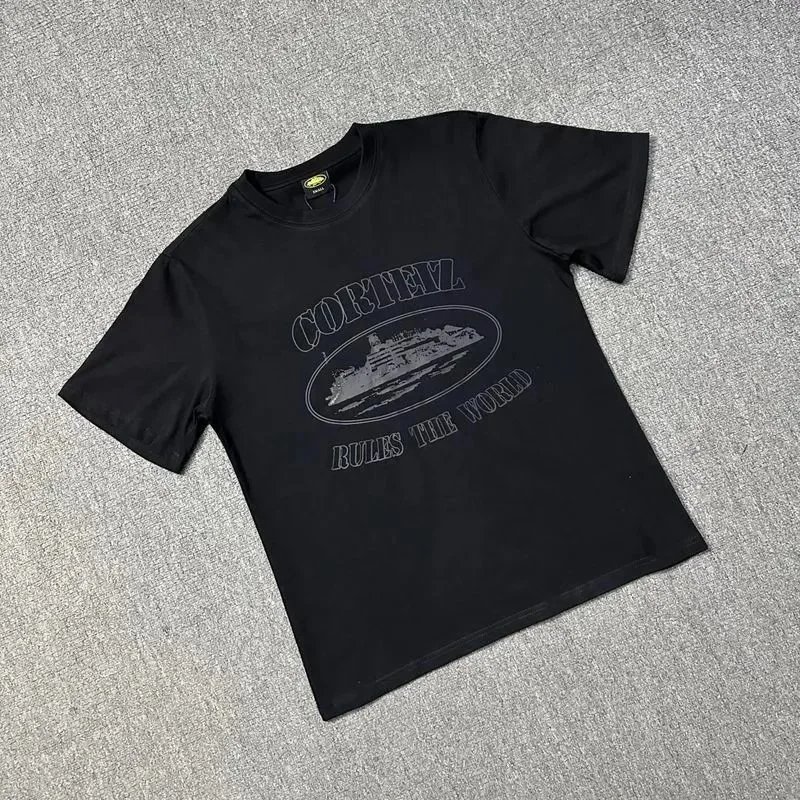 Corteiz Black Graphic Print Oversized T-Shirt