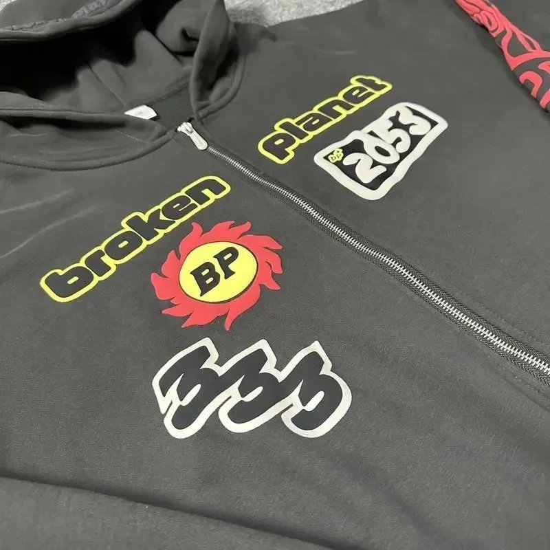 Broken Planet Gray Graphic Hoodie and Jogger Set