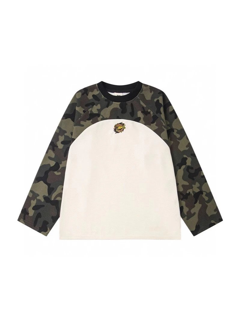 Camouflage Raglan Sweatshirt Olive Green Streetwear