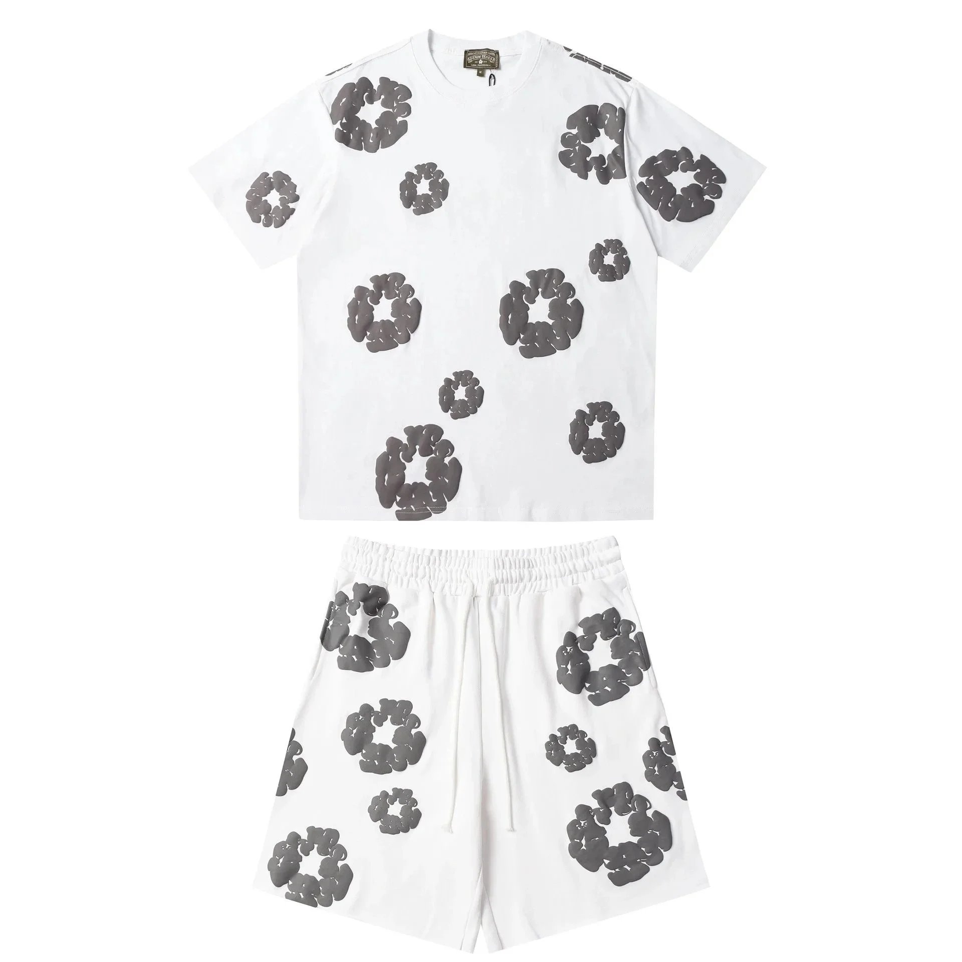 Floral Print Short Sleeve T-Shirt And Shorts Set Multicolor Casual
