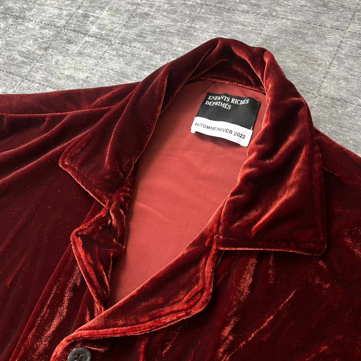 Velvet Robe Deep Red Embroidered Logo Lounge Wear