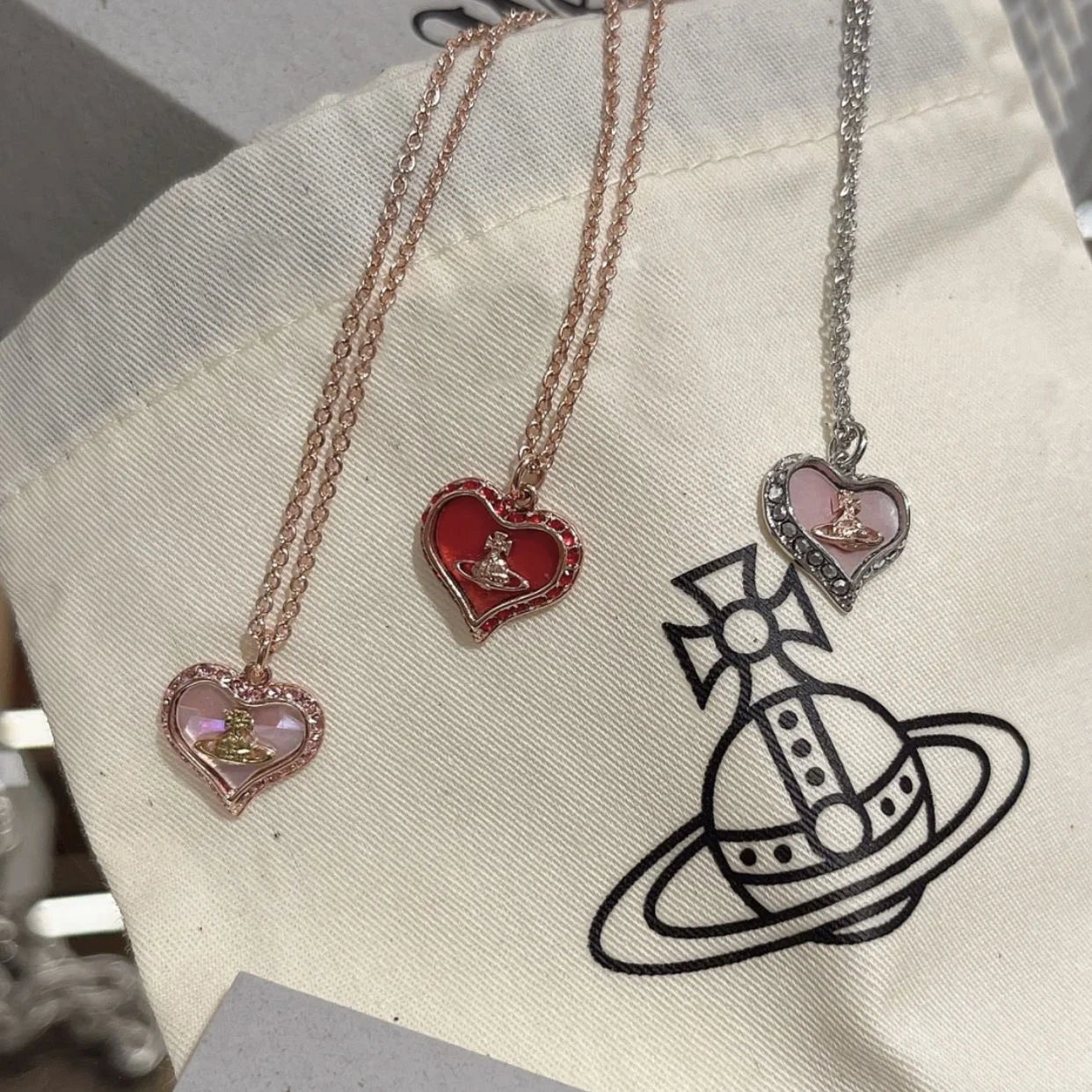 Vivienne Westwood Heart Mother Of Pearl Pendant Necklace
