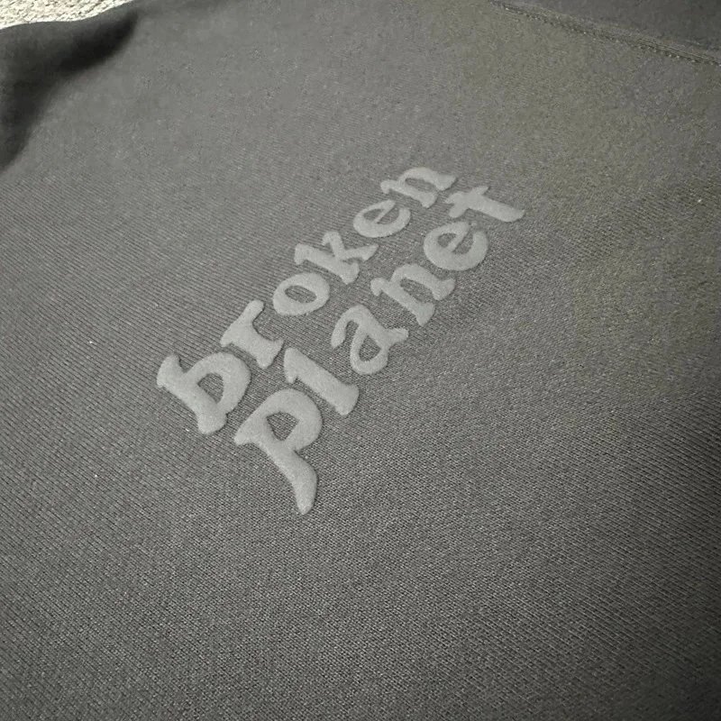 Broken Planet Black Graphic Zip-Up Hoodie