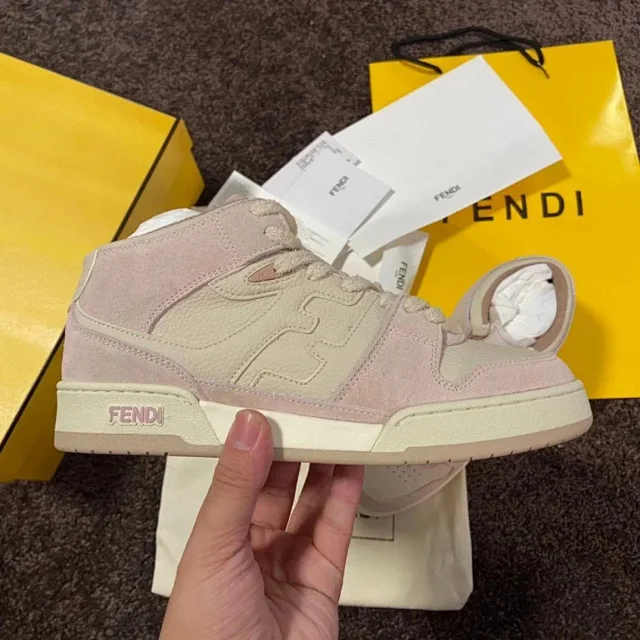 Fendi Sneakers Low-top lace-up leather and suede product detail image 11
