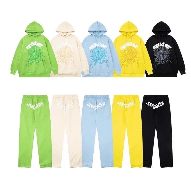 Spider Graphic Hoodie And Sweatpants Set Multicolor Streetwear