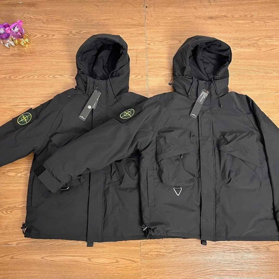 Stone Island Black Compass Logo Hooded Jacket
