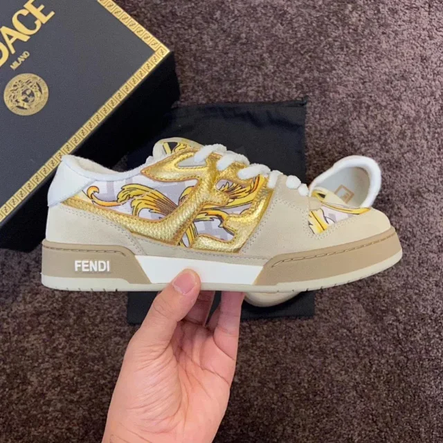Fendi Sneakers Low-top lace-up leather and suede product detail image 20