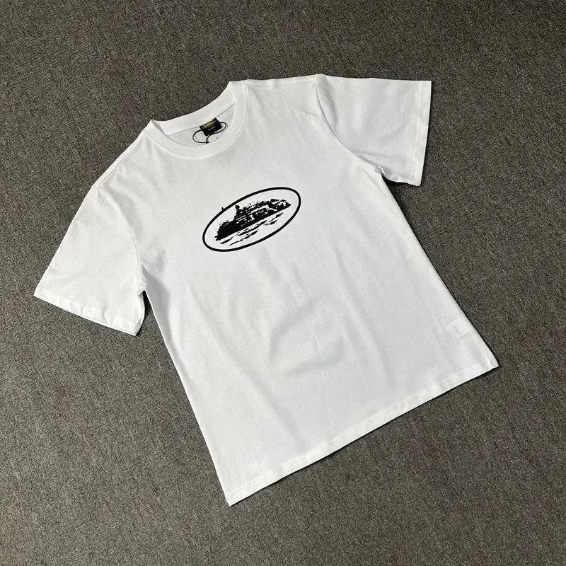 Cotton T-Shirt Black White Graphic Oval Print Tee