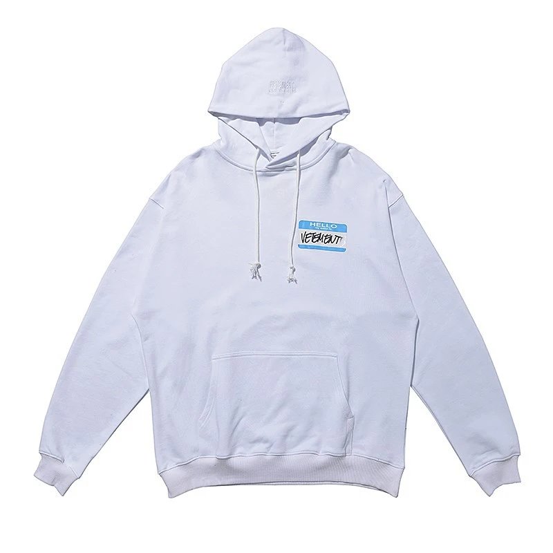 Vetements Hello Vetements White Graphic Hoodie