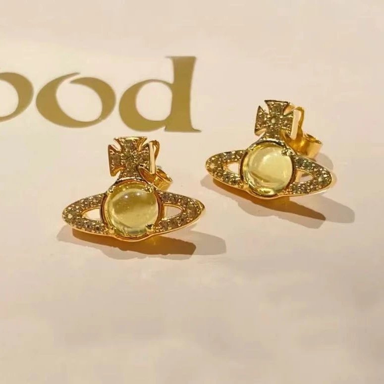Vivienne Westwood Orb Silver White Opal Punk Earrings
