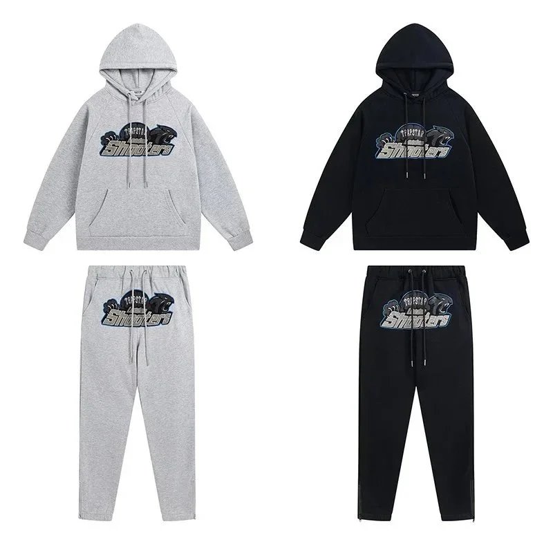 Trapstar Hoodie And Jogger Set Gray Black Streetwear