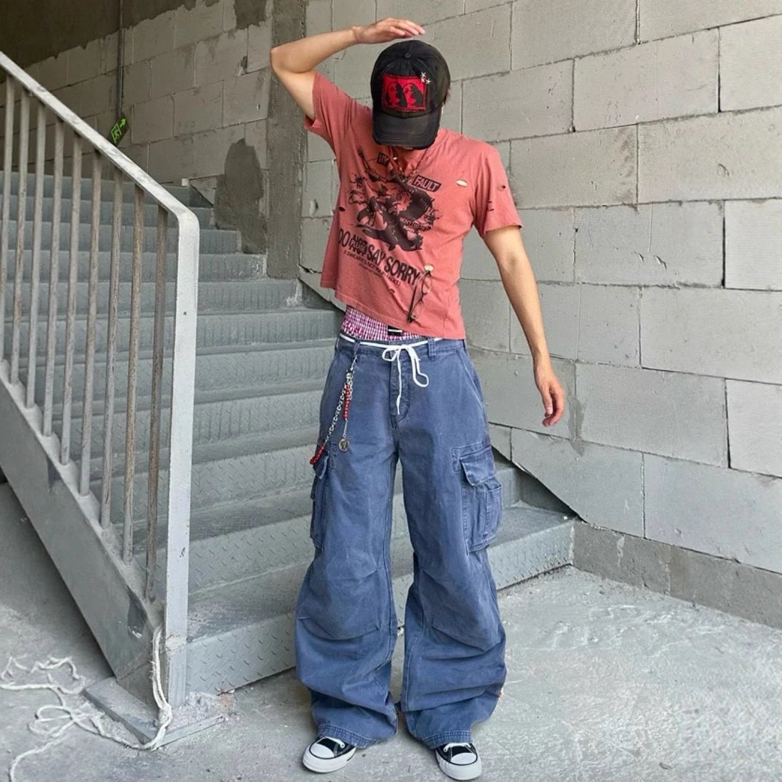 Cargo Pants Gray Oversized Streetwear