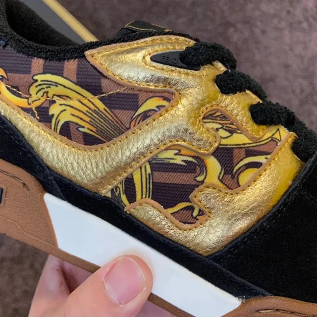 Fendi Sneakers Low-top lace-up leather and suede product detail image 29