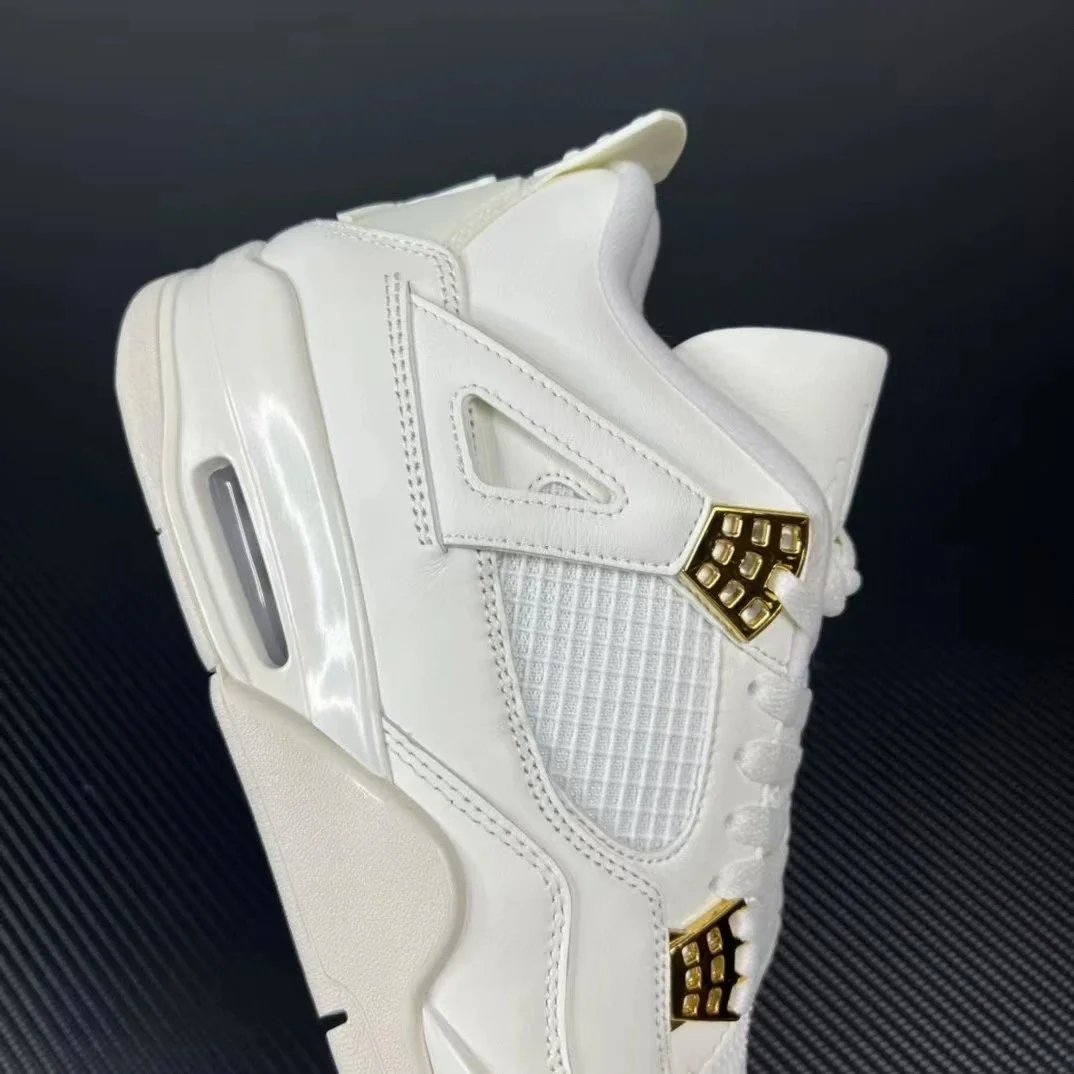 Air Jordan 4 White Gold Metallic Casual Sneakers