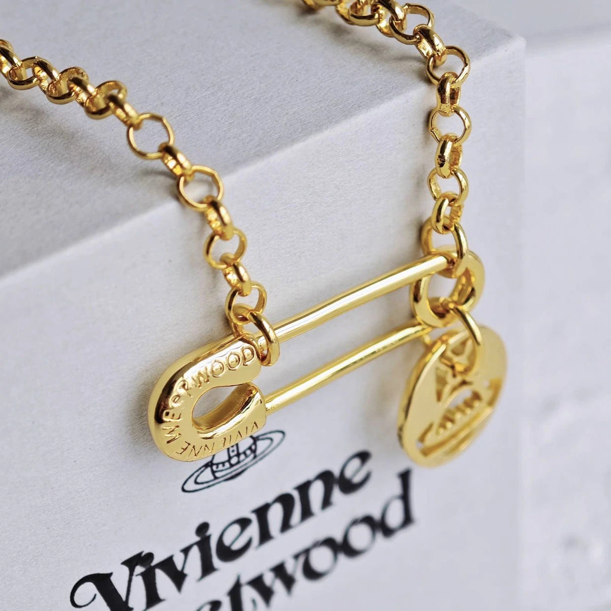 Vivienne Westwood Safety Pin Silver Punk Necklace