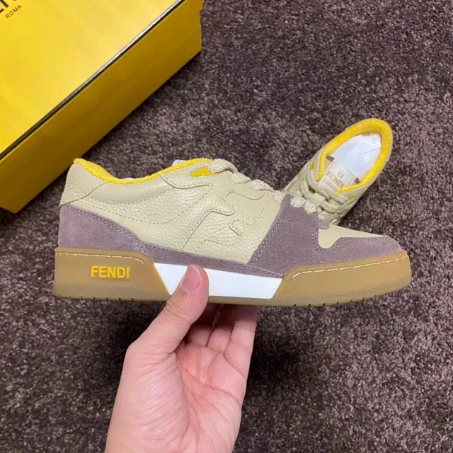 Fendi Sneakers Low-top lace-up leather and suede product detail image 41