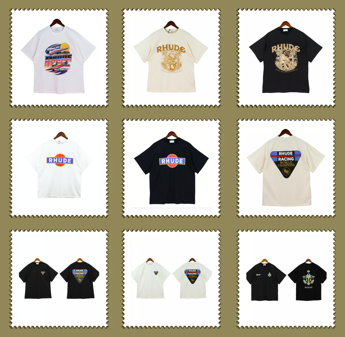 Rhude Graphic Print White Black Casual T-Shirt