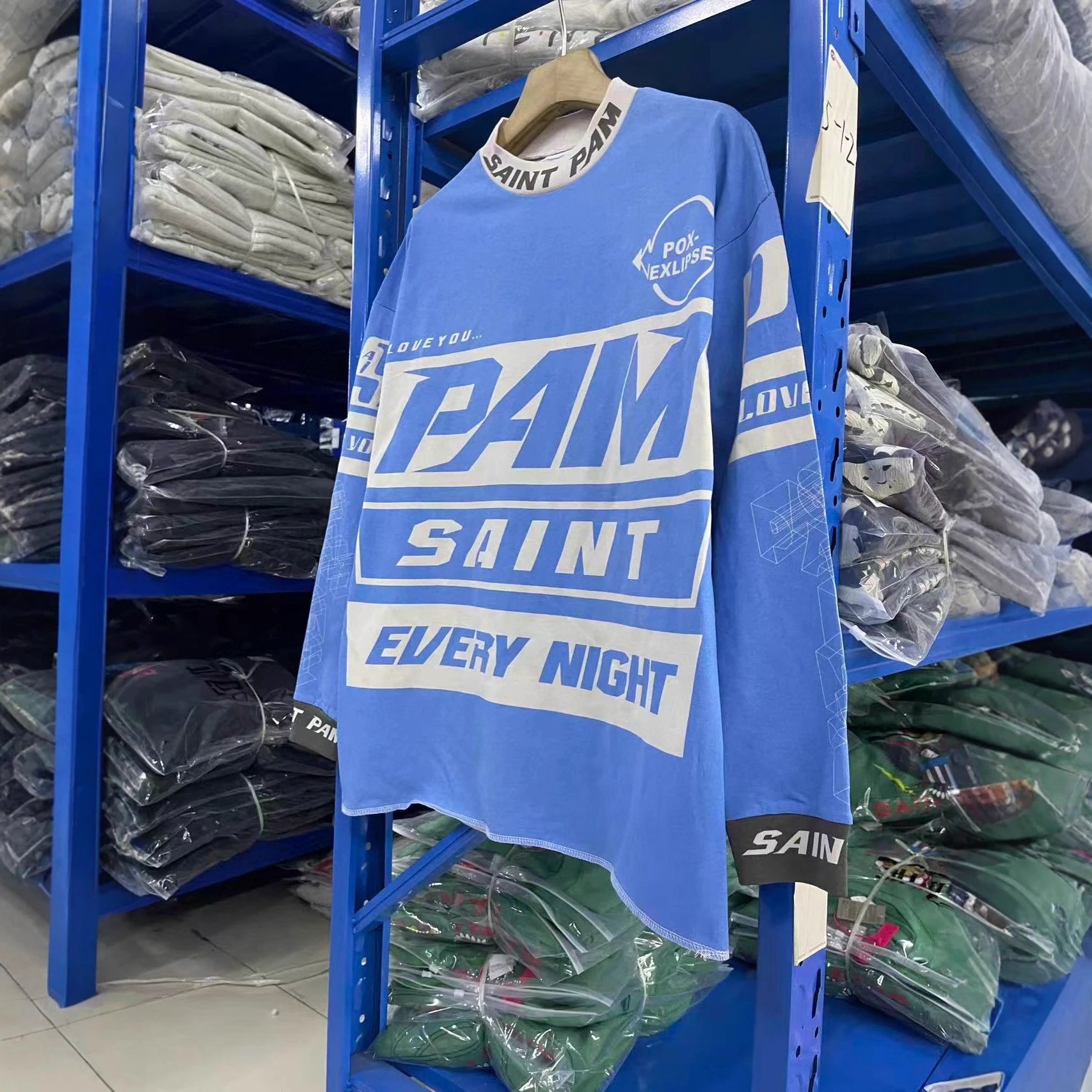 Saint Pam Pox-Exclipse Blue Graphic Long Sleeve T-Shirt