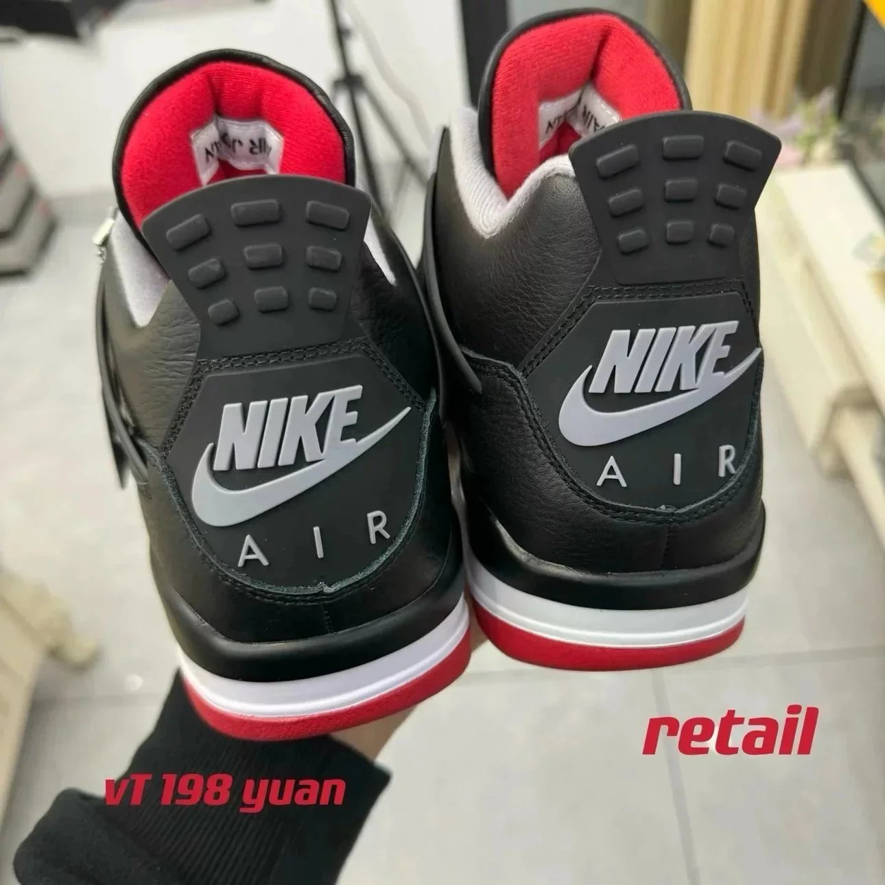 Nike Air Jordan 4 Black Red White Retro Basketball Sneakers