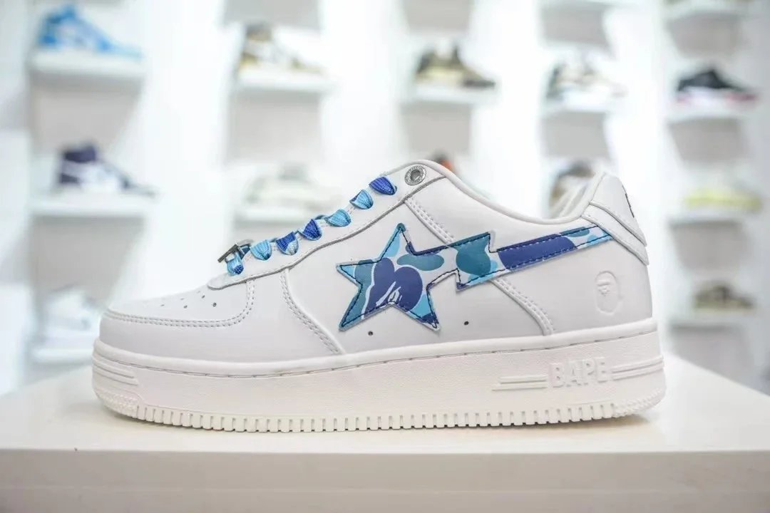A Bathing Ape Bapesta Purple White Star Logo Low Top Sneakers