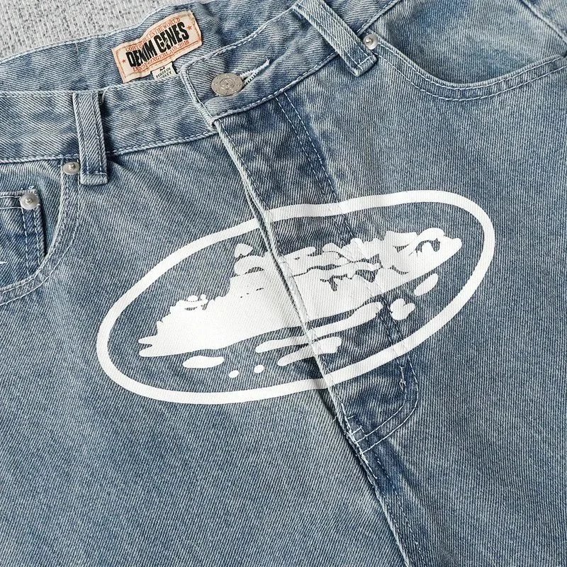 Denim Jeans Light Blue Black Straight Fit