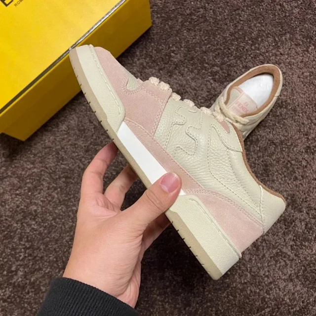 Fendi Sneakers Low-top lace-up leather and suede product detail image 55