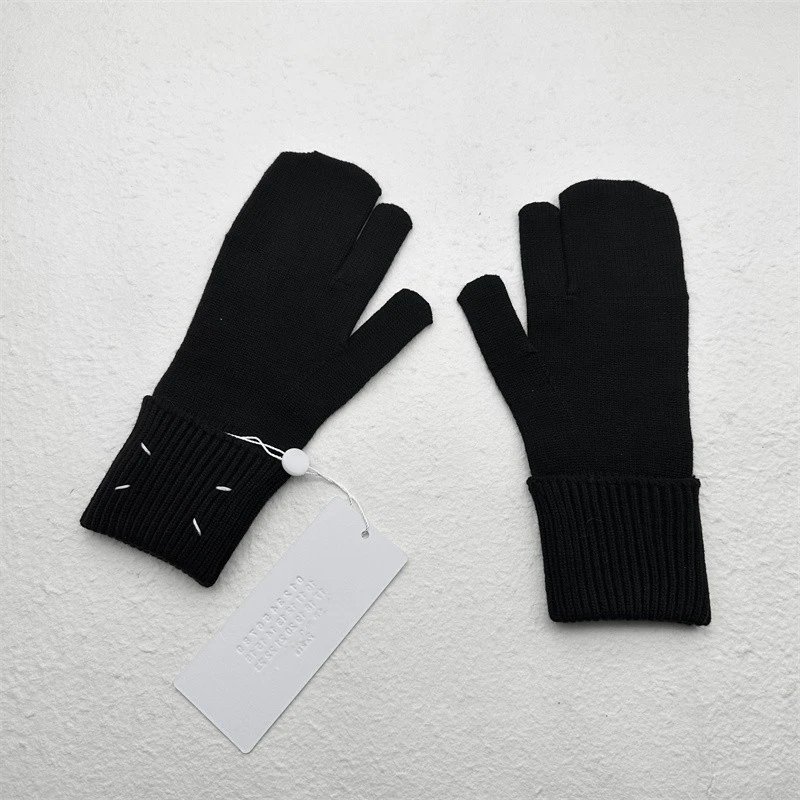 Maison Margiela Tabi Black Knit Split-Toe Gloves